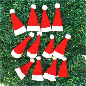 Decoraciones navideñas Mini Sombrero de Navidad Gorro de piruleta roja Sombreros de caramelo Decoraciones Decoración para el hogar Suministros festivos Entrega de regalo Garde Dh6Wi