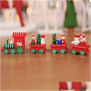 Kerstdecoraties Mini Decoratie houten trein speelgoed thuis decor Xmas cadeau Kinderen babyvoertuigen kinderen auto santa decor35 y201020 drop otgvf