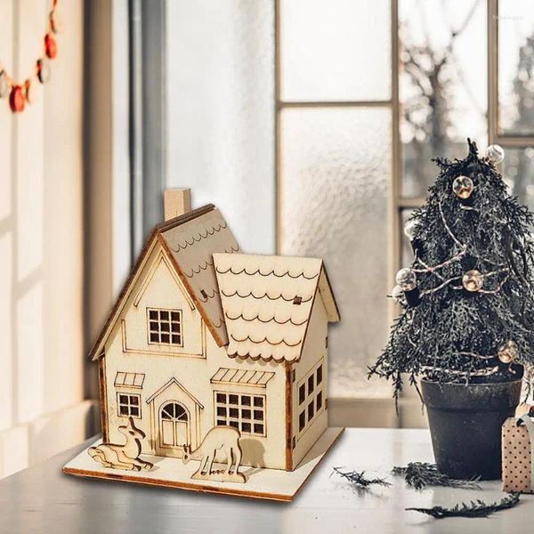 Decoraciones navideñas Mini casa árbol decorativo adorno brillante decoración de mesa para el hogar