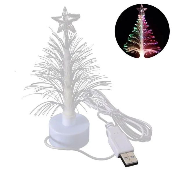 Décorations de Noël Mini LED Tre d'arbre de Noël Lumière Lumière Couleur de fibre Fibre optique Light USB Connexion LAMPE Festival Decor for Shopping Mall Home 231121