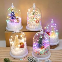 Mini arbre miniature de lumières de décorations de Noël dans le dôme en plastique avec l'année de cadeau de LED