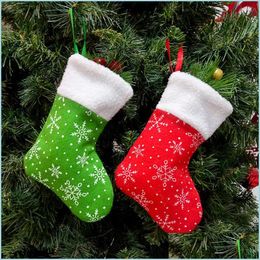 Kerstdecoraties Mini Snowflake Hangende Kousen Kerstmis Boom Pendant Socks Nonwoven Home Drop Delivery Tuin Feestelijke feestje Supply Dhfoa