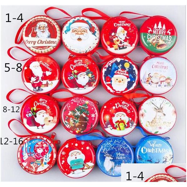 Decoraciones navideñas Mini caja de hojalata Tarro sellado Latas de almacenamiento pequeñas Barroco para niños Embalaje Navidad Caramelo Moneda Pendientes Auriculares Regalo Bo Dhb2T