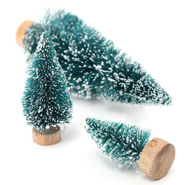 Adornos navideños Mini árbol 12/16/24cm nieve escarcha Sisal fibra pino DIY artesanía decoración de mesa de fiesta adornos