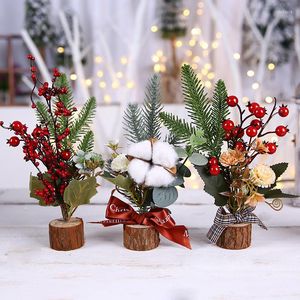 Kerstdecoraties Mini Tree Artificial Tabletop Pine met basisornamenten voor Home Office Mall El Decoration Years