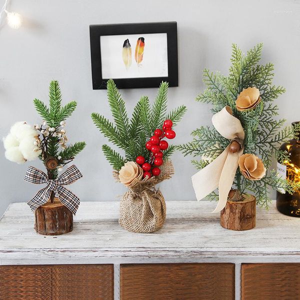 Decoraciones navideñas para decoración de miniárbol, planta en maceta, mesa de escritorio, adornos de fiesta de Navidad, regalo de escritorio para el hogar