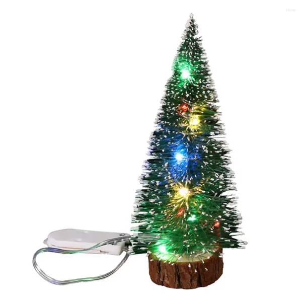 Décorations de Noël Mini arbre bricolage avec lumière LED cadeau de fête à la maison miniature réutilisable aiguille de pin cèdre décoration de bureau maison de poupée de vacances