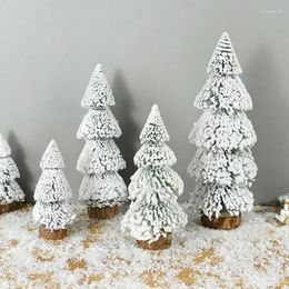 Kerstversiering Mini Boomornamenten Sneeuw Pine 2024 Voor Thuis Desktop Kerst Navidad Jaar Cadeau DIY Ambachten