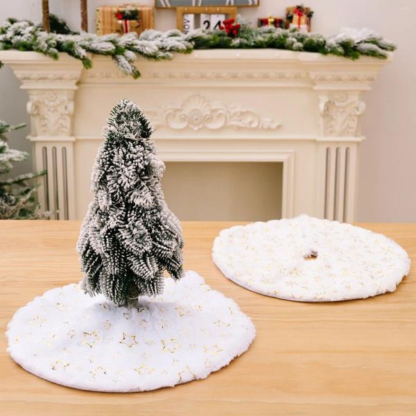 Decoraciones navideñas Mini árbol Falda Escritorio Navidad Copo de nieve Base de piel blanca Alfombra 2024 para el hogar