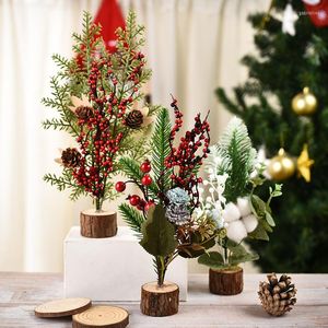 Kerstdecoraties Mini boomtafel decor sneeuw vorst kleine dennen diy ambachten bureaubladdecoratie ornamenten kunstmatig