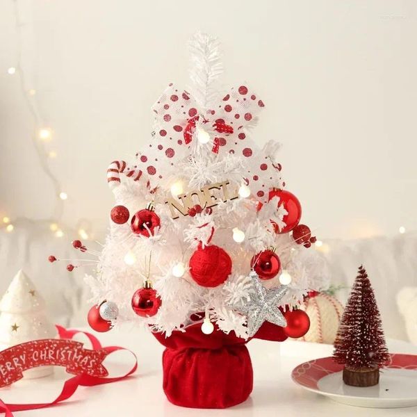 Décorations de Noël Mini arbre avec boîte à musique DIY Bureau Rouge doré 2023 Année de Noël Fête à la maison Windows Ornements Cadeaux