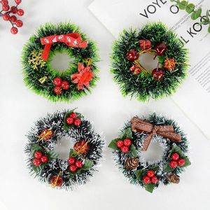 Kerstversiering Mini Krans Hangende Ornament Kunstmatige Garland Decoratie 2024 Jaar Navidad Xmas Home Decor
