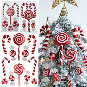 Kerstversiering Mix Leuke Kerst Snoepstokken Lollipop Boom Ballen Ornament Hangende Woondecoratie 2023 Navidad Natal Noel Decor 221124