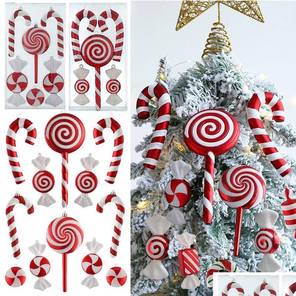 Décorations de Noël Mix Mignon Noël Candy Canes Lollipop Boules d'arbre Ornement Suspendu Décoration de la maison 2023 Navidad Natal Noel Décor D DDHBL2