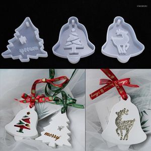 Décorations de noël moules pour résine époxy arbre flocon de neige pendentif savon faisant 3D moule liquide forme arôme gypse Figures