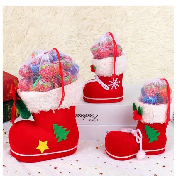 Décorations de Noël Sac cadeau multi-taille Bottes Porte-bonbons Arbre pour la maison Enfants Sacs de bas du Père Noël