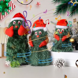 Kerstdecoraties Musical Tree Electric Plush Toy Dolls grappig schattige groene elektronische Xmas Santa Claus 221104