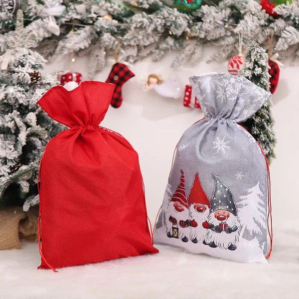 Decoraciones navideñas Navidad 2023, bolso con cordón, bolsas para fiesta de Navidad, dulces, gragea, bolsa de regalo, bolsa de embalaje para galletas, año 2024