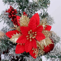 Kerstdecoraties Nieuwe kerstdecoraties goud roze bloem rattan krans decoratieve bloemen deur en raamdecoratie drop del dhkhj