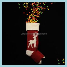 Kerstdecoraties Nieuwe elfcadeau -tas gebreide wollen snoeptassen Terry rendier hangende sokken drop levering home tuin feestjes feest s dhkz1