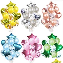 Kerstversiering Nieuwe Feestelijke 14Pcs Mti Confetti Ballon Happy Birthday Party Ballonnen Rose Gold Helium Ballons Boy Girl Baby Show Dh02W