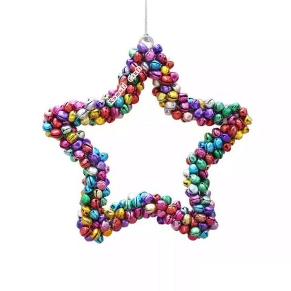 Decoraciones navideñas Nuevo MTI Color Plano Metal Decoraciones navideñas Adorno 2022 Jingle Bell Estrella Corazón Luna Venta al por mayor AA Drop Deliv Dh1G7