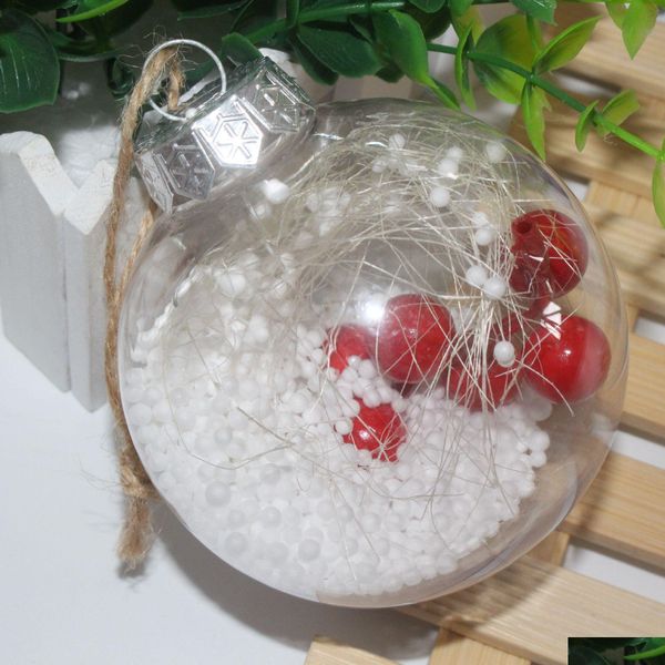 Decoraciones navideñas Nuevo Santa Clear Bauble Ornamento Regalo Bola transparente para el árbol de plástico romántico Decoración para el hogar Entrega de la gota Garde Dh8Kc