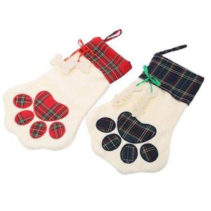 Kerstdecoraties NIEUW VERKOOP SHERPA PAW KOSTEN DOG EN CAT 2 Colors Stock Christmas Gift Bags Decoratie Drop Delivery Home Gar OTV7W