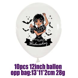 Kerstversiering Nieuwe Woensdag Addams Latex Ballonnen Set Feestdecoratie Paars Zwart Meisje Afdrukken Ballon Pographic Rekwisieten Orna Dhhtx