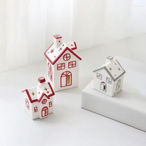 Kerstdecoraties Noordse ins Home Decor Creative Snow House Snowman Elk keramische ornamenten kinderen geschenken