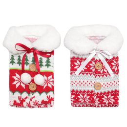 Décorations de Noël Nordic tricoté flocon de neige bouteille de vin couverture décoration boule de fourrure standard forte atmosphère festive Noël