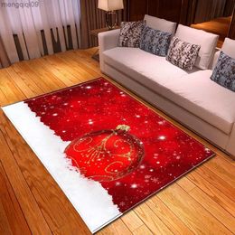 Décorations de Noël Boule rouge nordique Grand tapis Maison Salon Chambre Magnifique tapis de sol à fleurs Tapis de bain antidérapant Décor de Noël