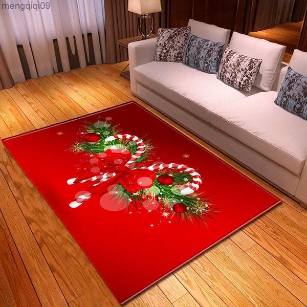 Decoraciones navideñas Bola roja nórdica Alfombra grande Hogar Sala de estar Dormitorio Hermosa alfombra de piso de flores Baño Alfombra antideslizante Decoración navideña R231004