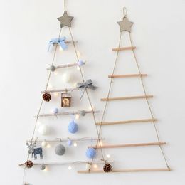 Décorations de Noël Style nordique bricolage arbre de noël en bois artificiel faux ornements décoration murale pour la maison année décor pendentifs 231120