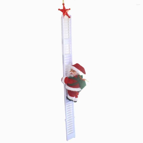 Adornos navideños, novedad, escalera de escalada eléctrica divertida, figurita de Papá Noel, adorno para fiesta, manualidades DIY, muñeco de juguete de peluche creativo