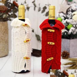 Kerstdecoraties Nieuwheid breien trui wijnfles er schattige zachte flessen jas voor kerstfeestdecoraties benodigdheden factor dhgwy