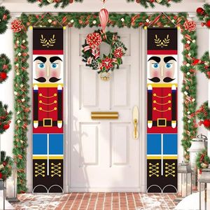 Décorations de Noël Casse-Noisette Soldat Bannière Décor Pour La Maison Joyeux Porte 2022 Ornement De Noël Navidad