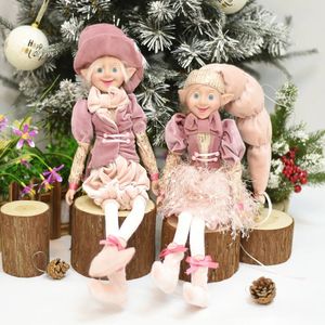 Décorations de Noël Une paire de poupées en peluche elfe jouets elfes pendentif arbre de Noël ornements suspendus décoration Navidad année cadeaux pour enfants 231110