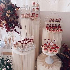 Kerstdecoraties origami ronde pilaar cake dessert tabel bruiloft feest decoratie banket podium vouwen romeinse kolombladen tabel arrangement decor 220916