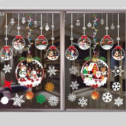 Decoraciones navideñas Adornos Pegatinas de ventana de color Copo de nieve blanco Vestido de pared sin costuras