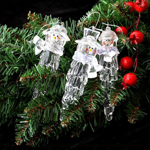 Décorations de Noël ornements glaçons arbre pendentif tenture murale en verre décoré fournitures de fête de vacances en plastique grand chapeau rond haut