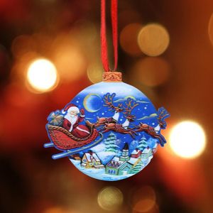 Kerstdecoraties ornamenten metalen Santa Claus Sleigh Ball Wall Hangende decoratie Kerstmis Boom Hangers Hanger Outdoor Indoor Jaar Gift