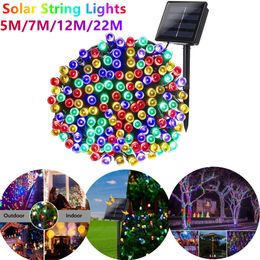 Kerstdecoraties Osiden Solar String Lights Led Fairy Garden Xmas Holiday Party Wedding Decoratie 5m/12m/22m Waterdichte buitenlamp 221122