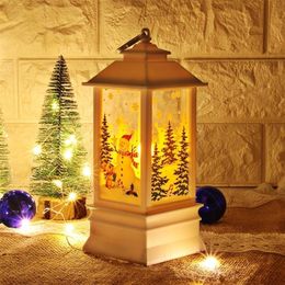 Décorations de Noël Autres fournitures de fête d'événement 20 cm Lanterne de Noël Père Noël Bonhomme de neige ELK Imprimé LED Lumière Ornements d'arbre de Noël Année Maison 220908