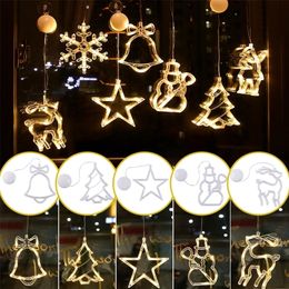 Kerstdecoraties Andere evenementenfeestjes Navidad Kerstdecoratie Kerstman Claus Elk Led Light Suction Cup Raam Paar lamp Noel Natal Jaar 220908