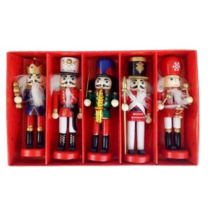 Décorations de Noël Autres fournitures de fête d'événement 5pcs 12cm Casse-Noisette en bois Marionnette Dessin Noix Soldat Pendentif Décoration Ornement d'arbre de Noël 220908