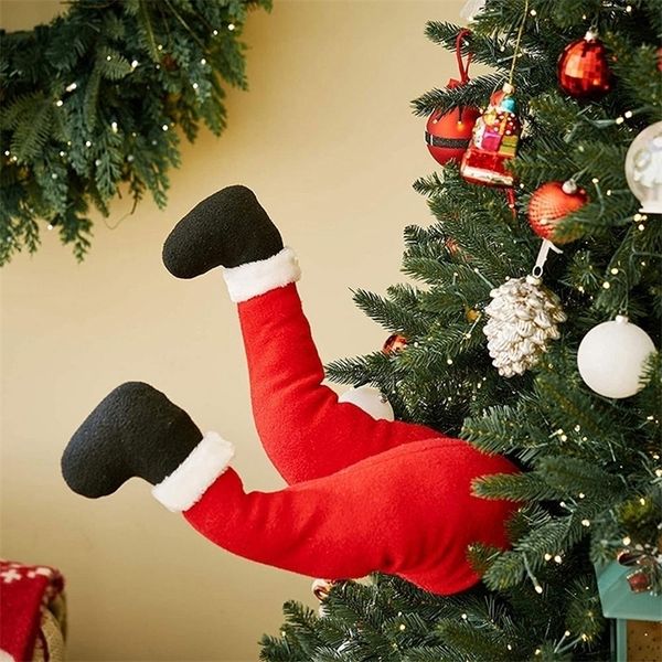 Décorations de Noël Autres fournitures de fête d'événement Jambes du père Noël Décoration d'arbre de Noël Décor de porte en peluche Père Noël Elf Jambe Décor de Noël pour la maison 220908