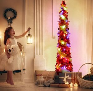 Décorations de Noël ourwarm 5ft pop-up en guirlandes arbre de Noël pliant arbre de Noël artificiel avec lumières 8 modes de Noël home4047784