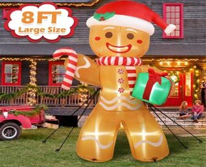 Décorations de Noël Notre homme de pain d'épice gonflable de 8 pieds avec Buildin LED Indoor extérieur Année de soufflage Yard Up Up 2208293232489