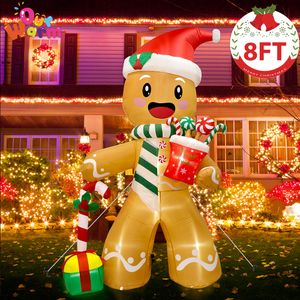 Kerstdecoraties Ourwarm 8ft opblaaderen Outdoor Gingerbread Man met ultra fel licht voor jaar tuindecor 221104
